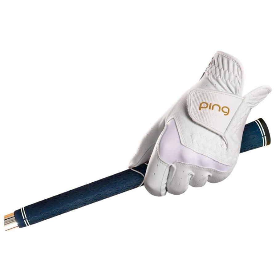 Gants Ping Gants De Golf Femme | Gants Cuirs Classiques (Unit00E9) Ping Ladies Sport Glove 233 White Gold