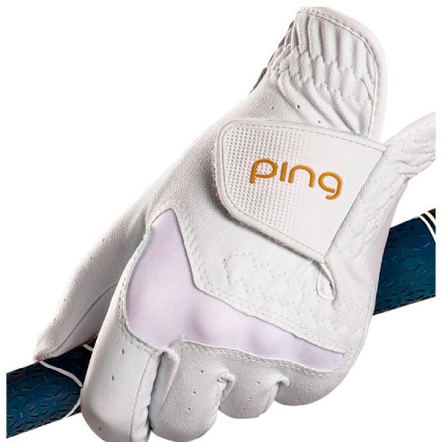 Gants Ping Gants De Golf Femme | Gants Cuirs Classiques (Unit00E9) Ping Ladies Sport Glove 233 White Gold