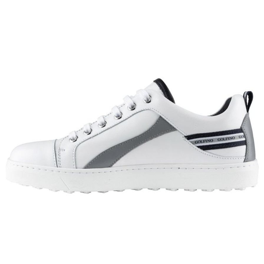 Chaussures Golfino Chaussures De Golf Femme | Chaussures Sans Crampons Golfino Lea Blanc Gris