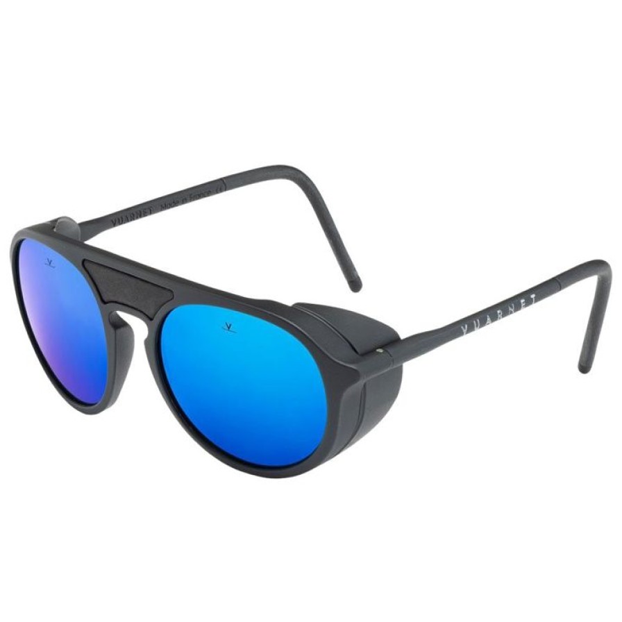 Accessoires Vuarnet Lunettes De Soleil | Lunettes De Soleil Vuarnet Vl1709 Ice Medium Noir Mat Pure Grey Blue Flash