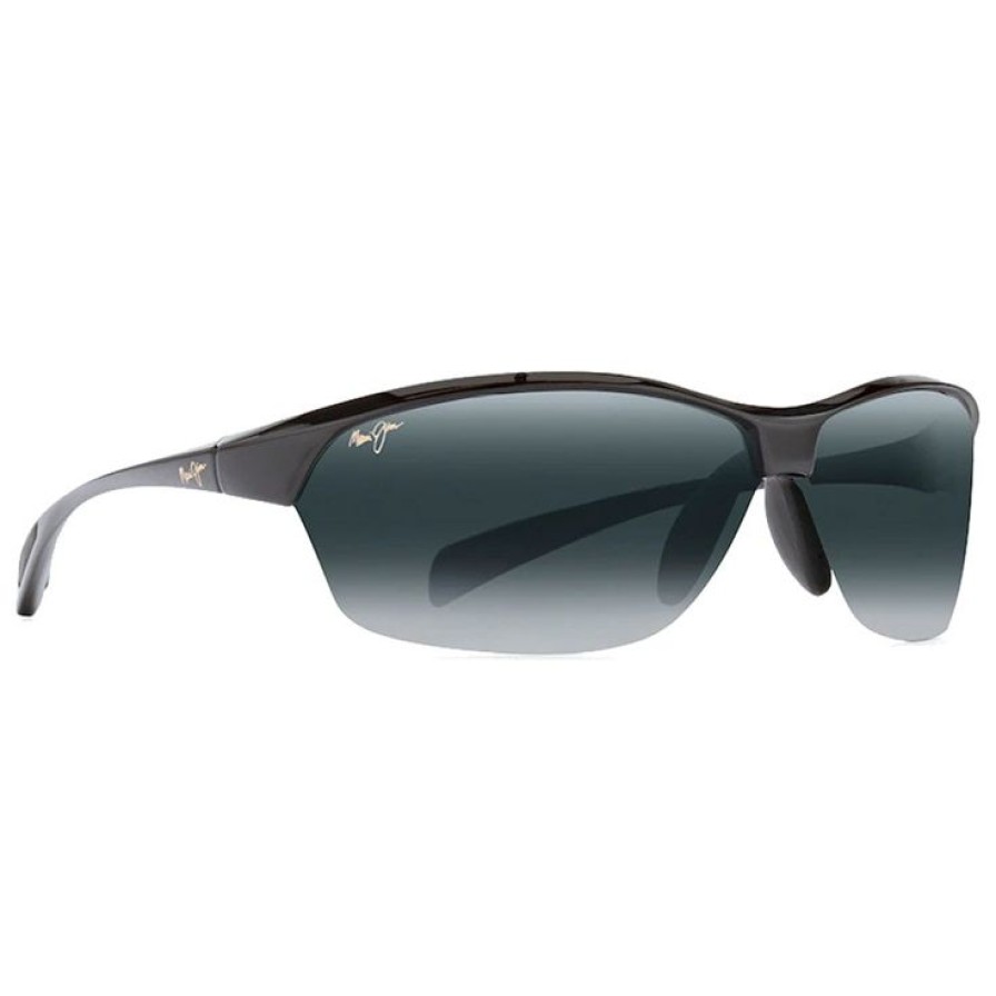 Accessoires Maui Jim Lunettes De Soleil | Lunettes De Soleil Maui Jim Hot Sands Noir Brillant Gris Neutre Polycarbonate Bidegrade