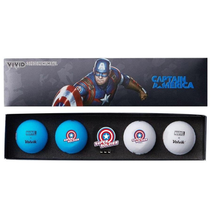 Balles Volvik Balles De Golf Neuves | Balles Neuves Volvik 4 Balles Vivid Captain America + Bm Super Soldier